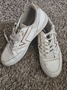 Vans White and Tan Low-Top Sneakers